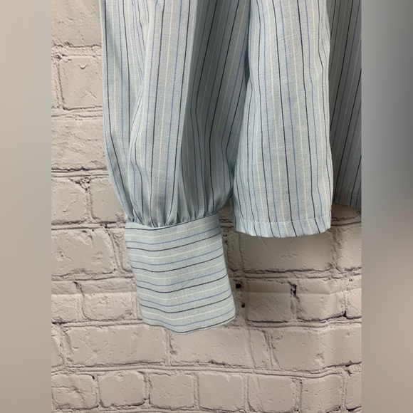 VINTAGE THIRD GENERATION Shirt Blue with Bishop Sleeves Button Down Ruffled - Picture 4 of 9